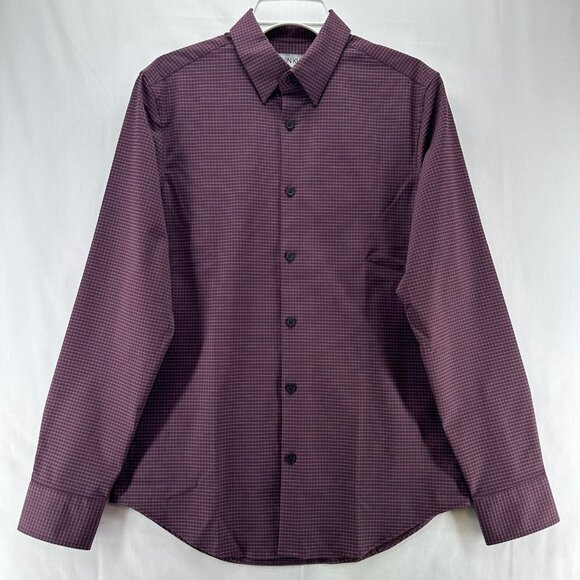 Calvin Klein Other - Calvin Klein Shirt Mens Size S Move 365 Graph Check Long Sleeve Burgundy